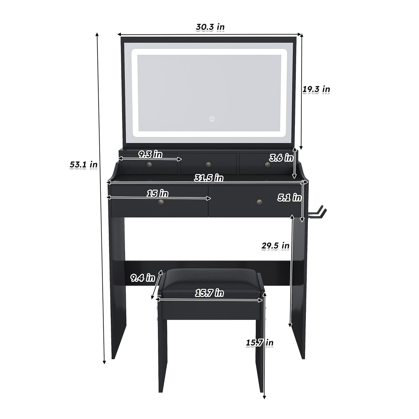 New Large Mirror Vanity Desk for Bedroom