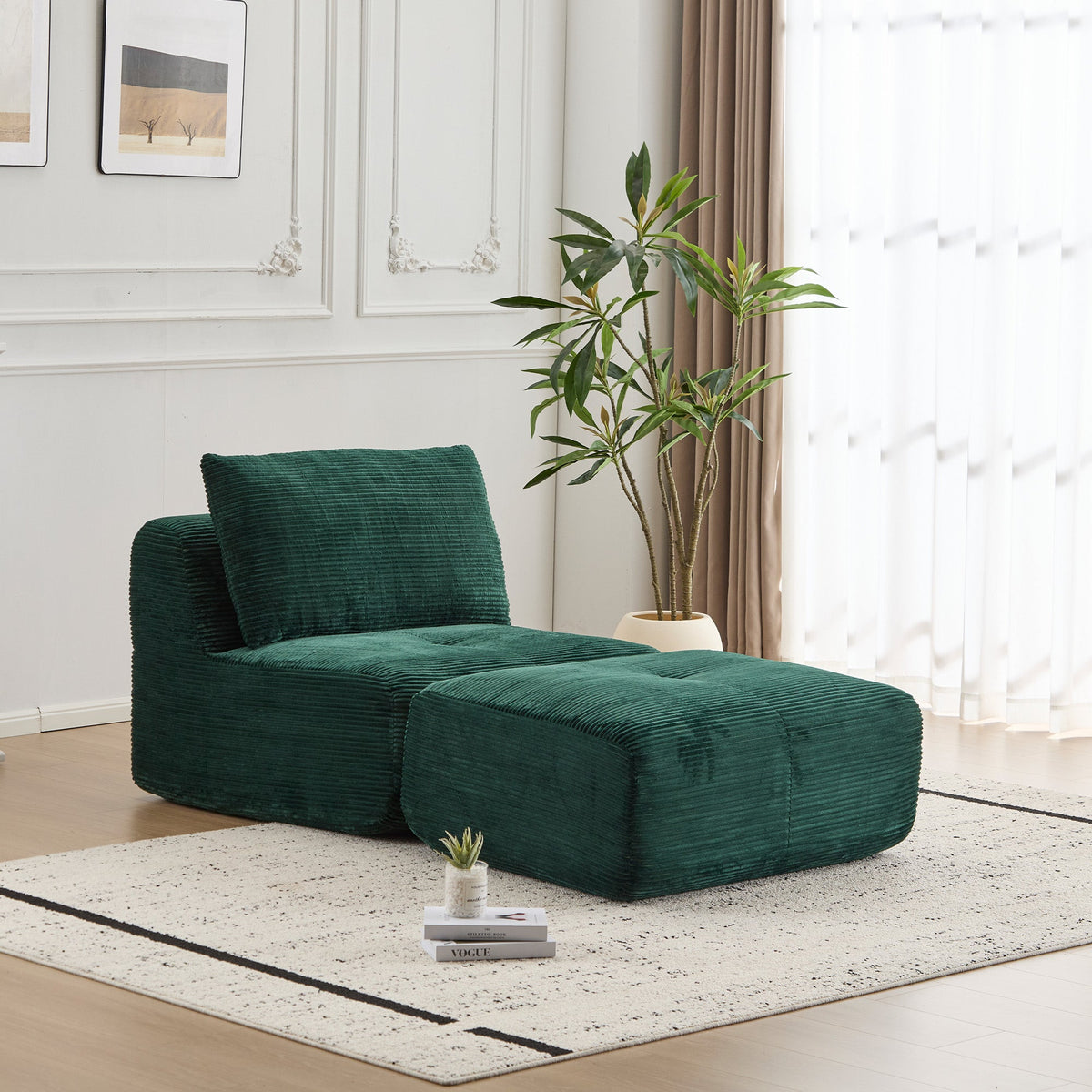 Modern Memory Foam Compressed Sofa with Chaise Longue