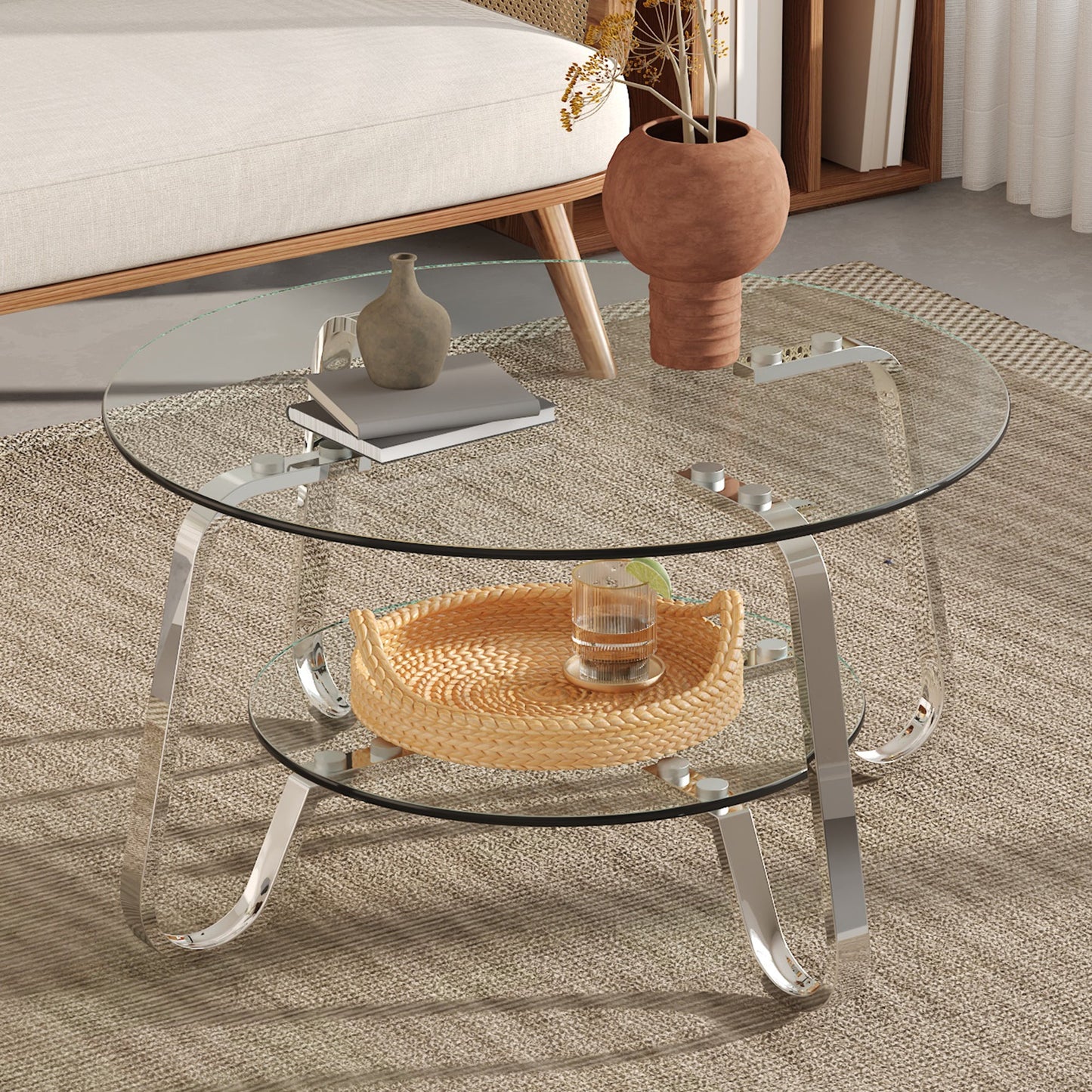 Retro Minimalist Style Metal Frame Coffee Table
