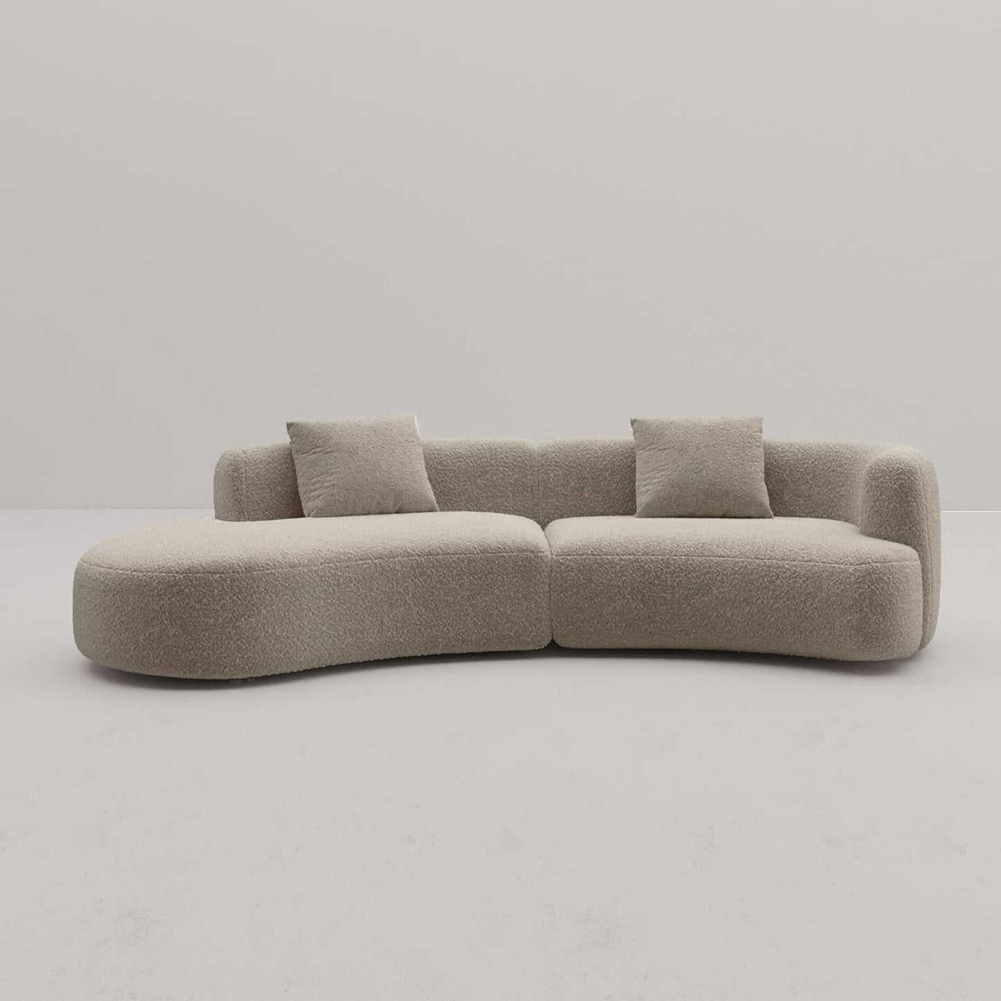 Light Coffee Curved Sectional Sofa For Living Room