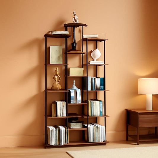 Rustic Brown 6 Tier Bookshelf For Small Living Room