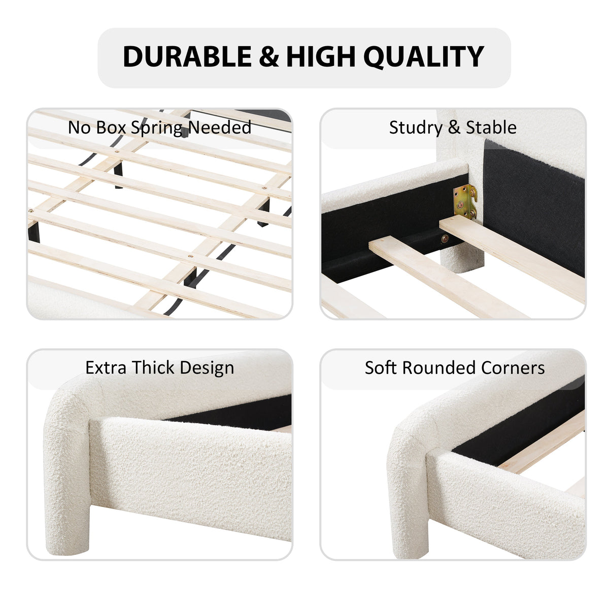 King Size Upholstered Platform Bed Frame