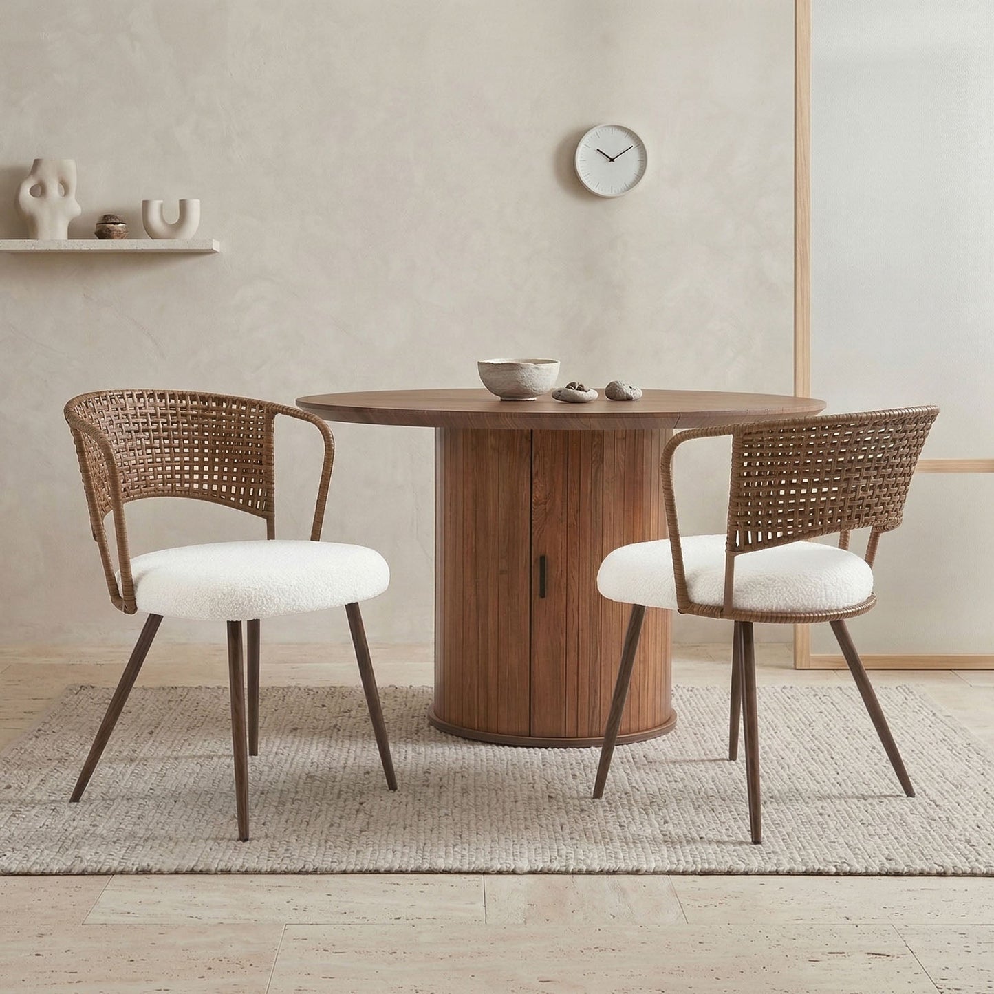 Wicker Dining Chairs - 2-Piece Set - Farmhouse Soft Cushioned