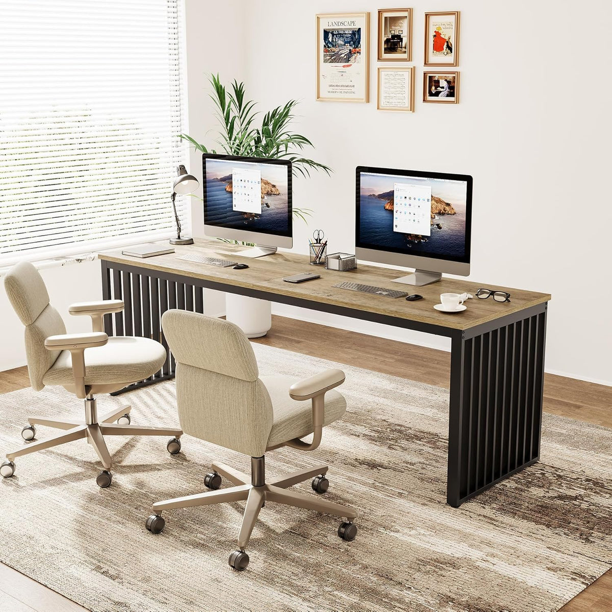 78.74 Inches Double Computer Desk for 2 Person