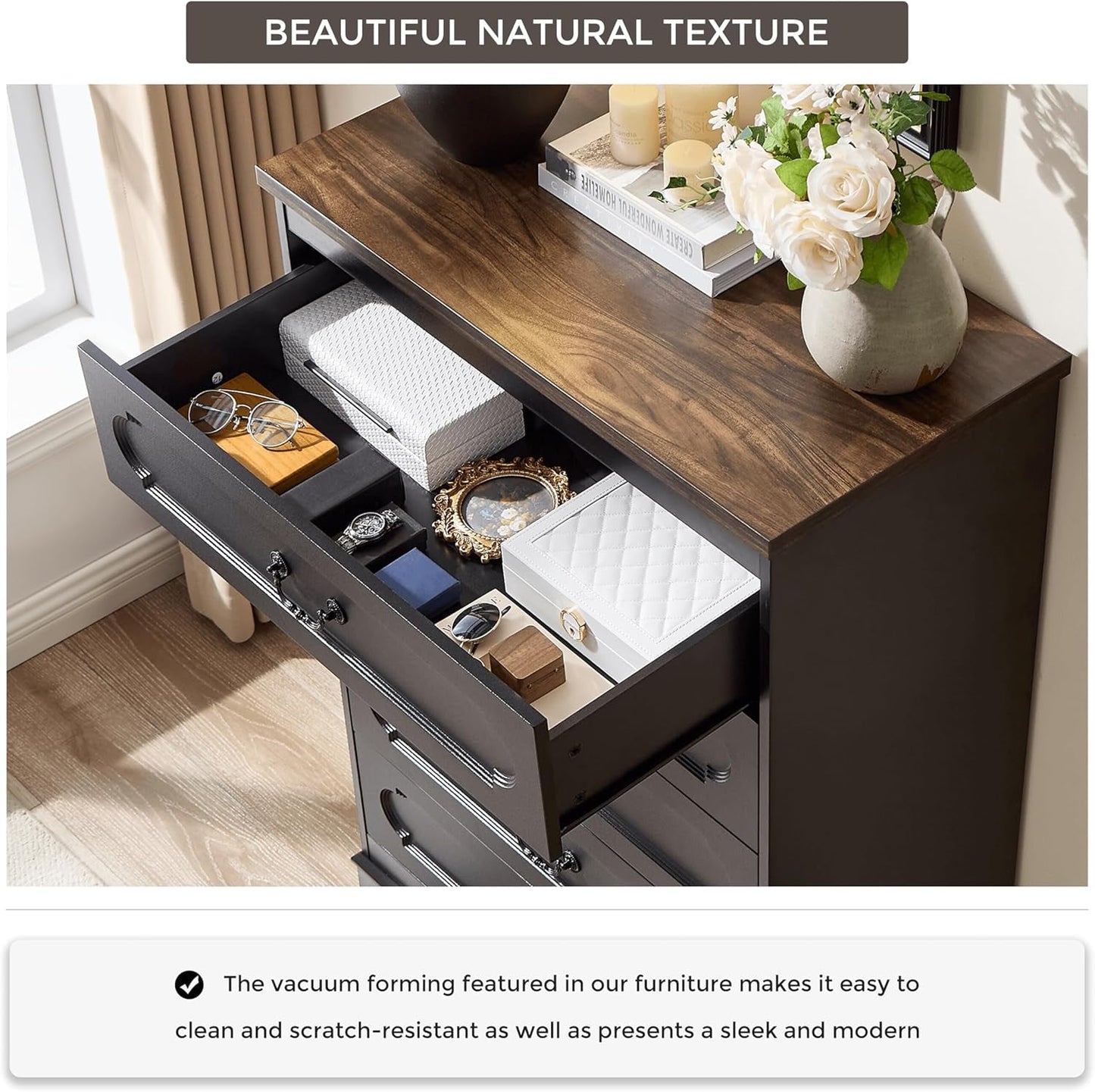 Premium Charcoal Farmhouse Dresser With Five Drawers