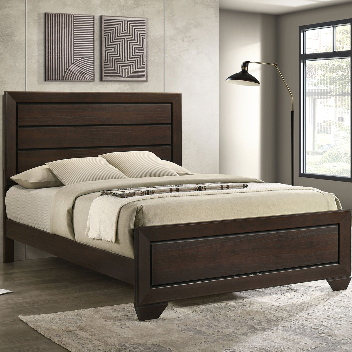 Harrison Wood Queen Panel Bed - Dark Cocoa