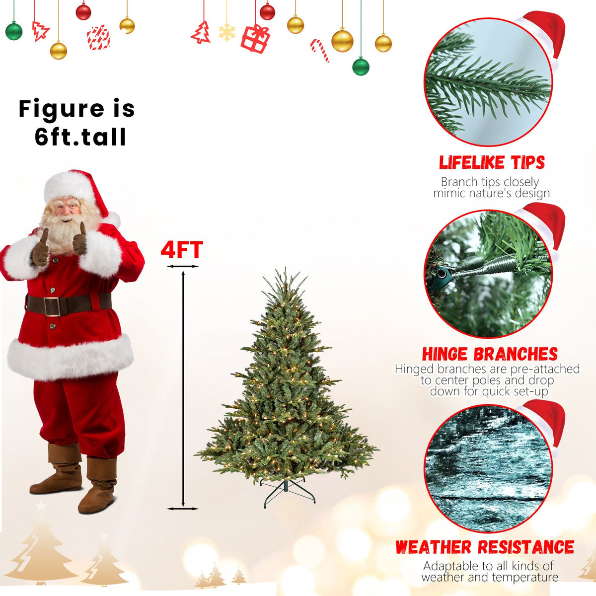 6FT Full-Shape Christmas Tree with 500 UL Lights