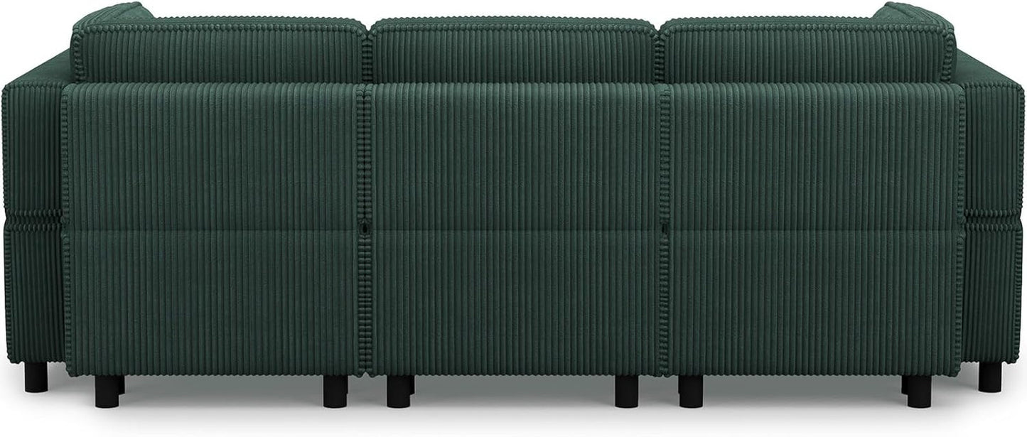 Green Modular Sectional Sofa Featuring Deep Storage