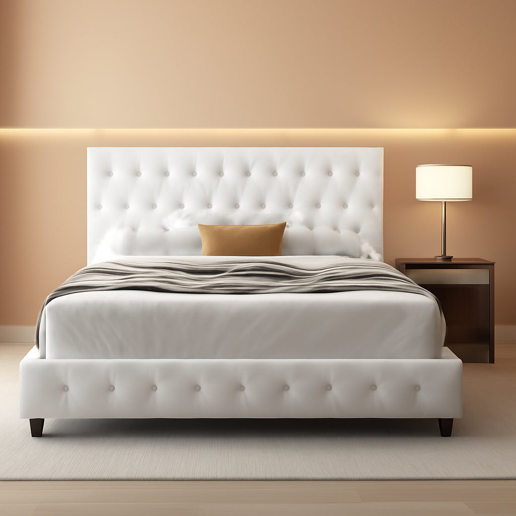 Queen Upholstered Bed Frame With Under Bed Drawers