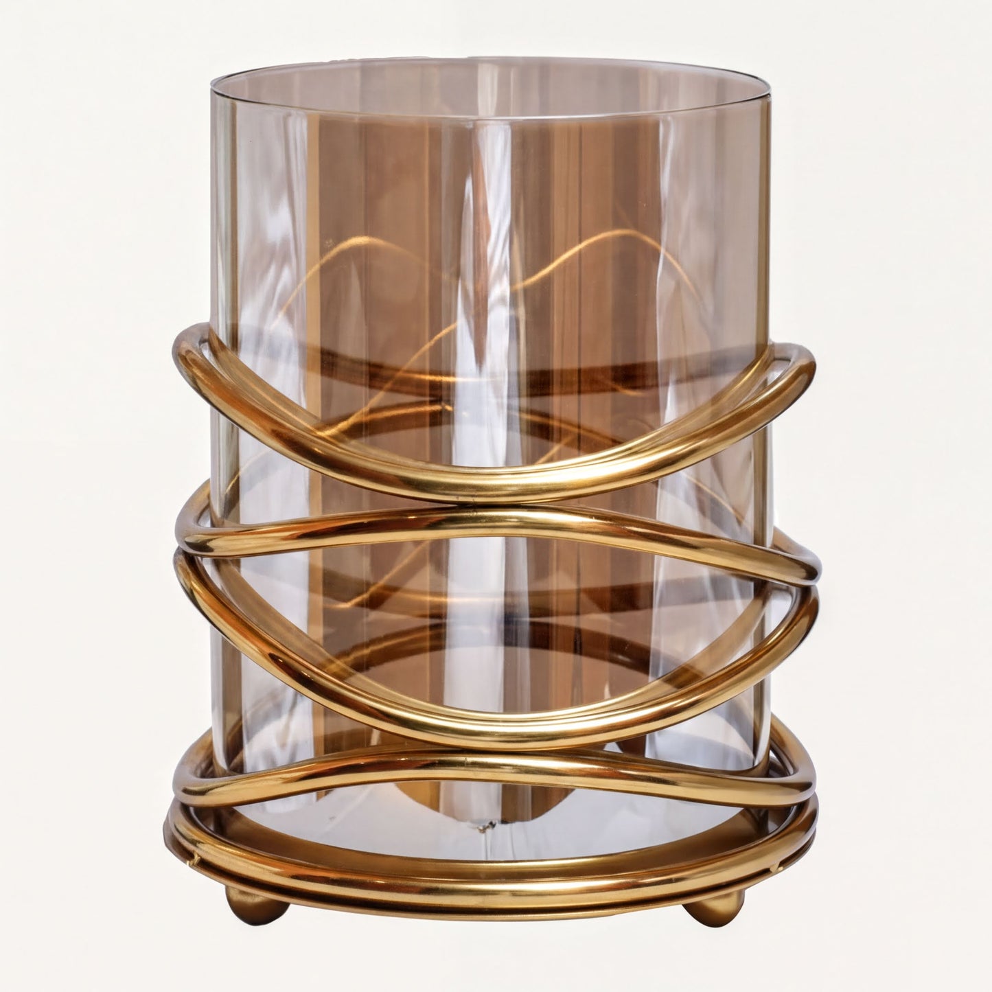 Swirl Candle Holder - Medium Bronze Decorative Holder with Glass for Pillar & Votive