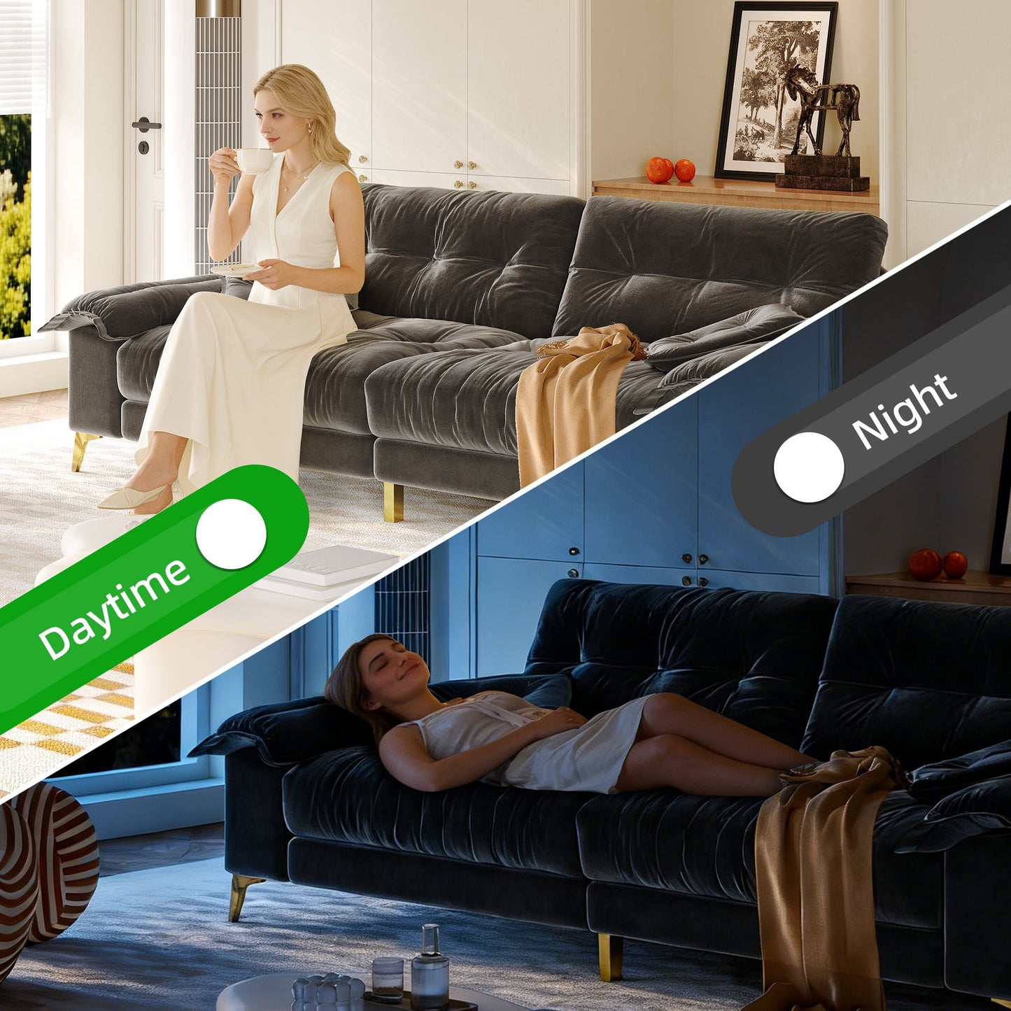 104.7" Modern 4-Seater Cloud Sofa