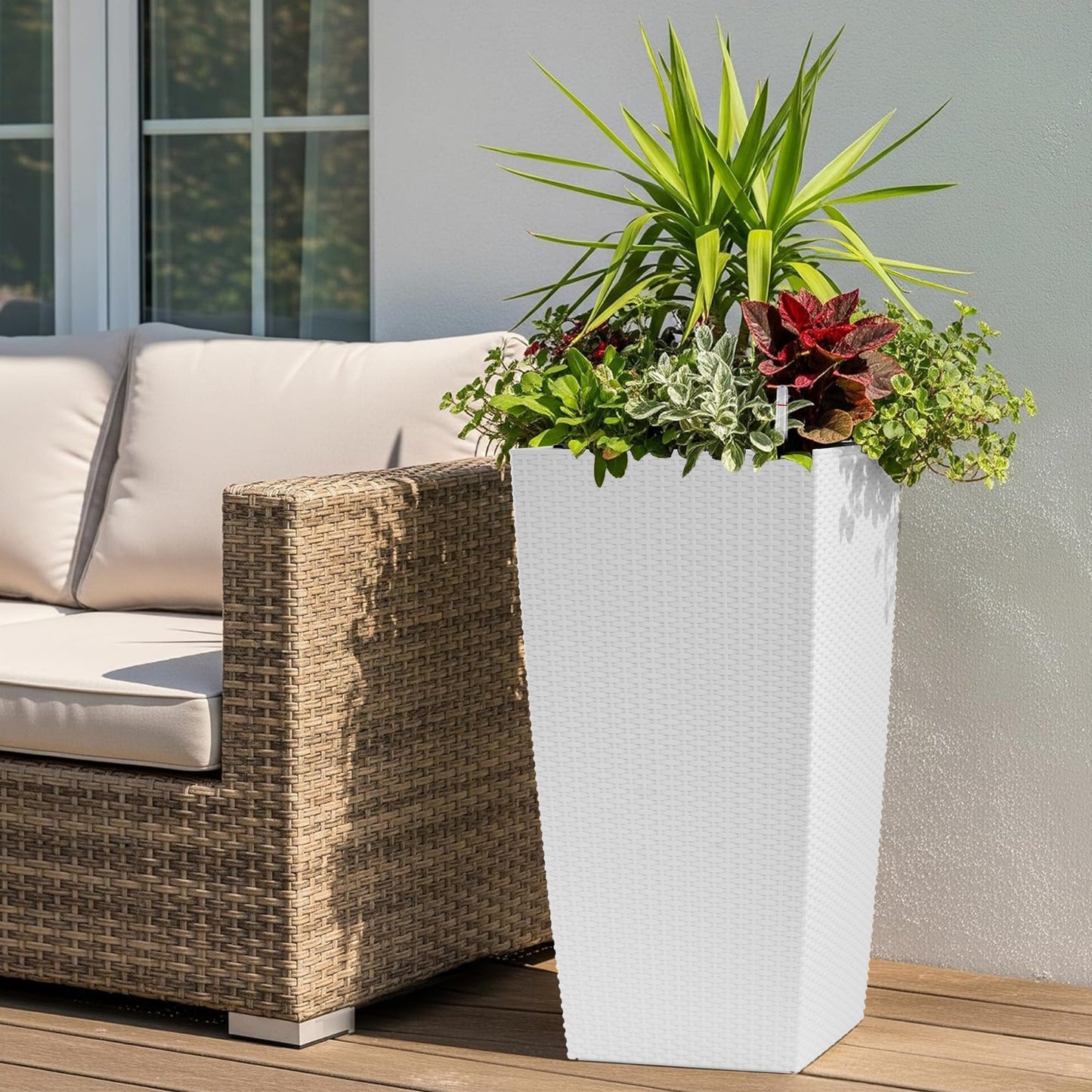 30 in Tall Large Flower Pot Planter with Self-Watering Drainage Holes