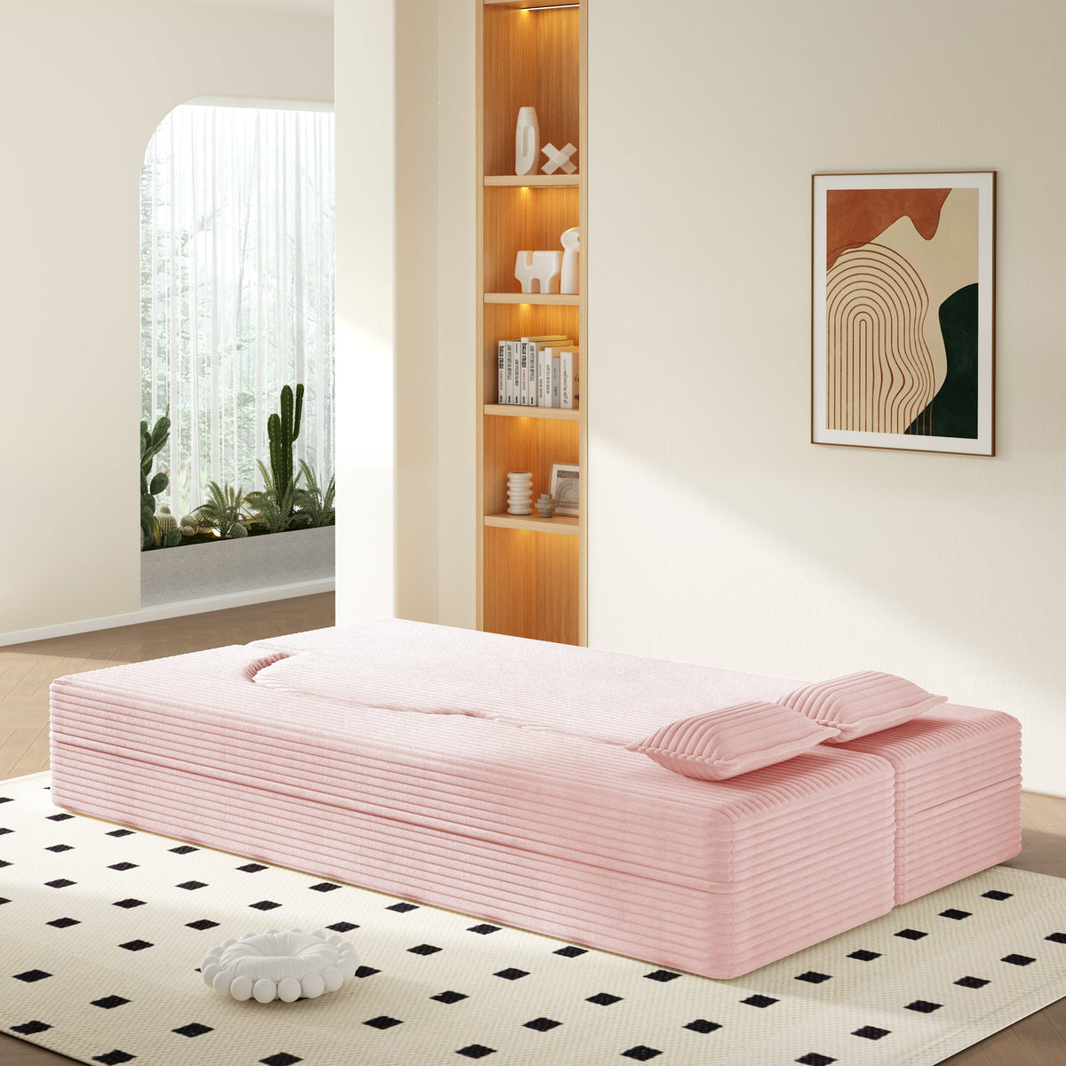 Modern Floor Sofa with 2 Pillows