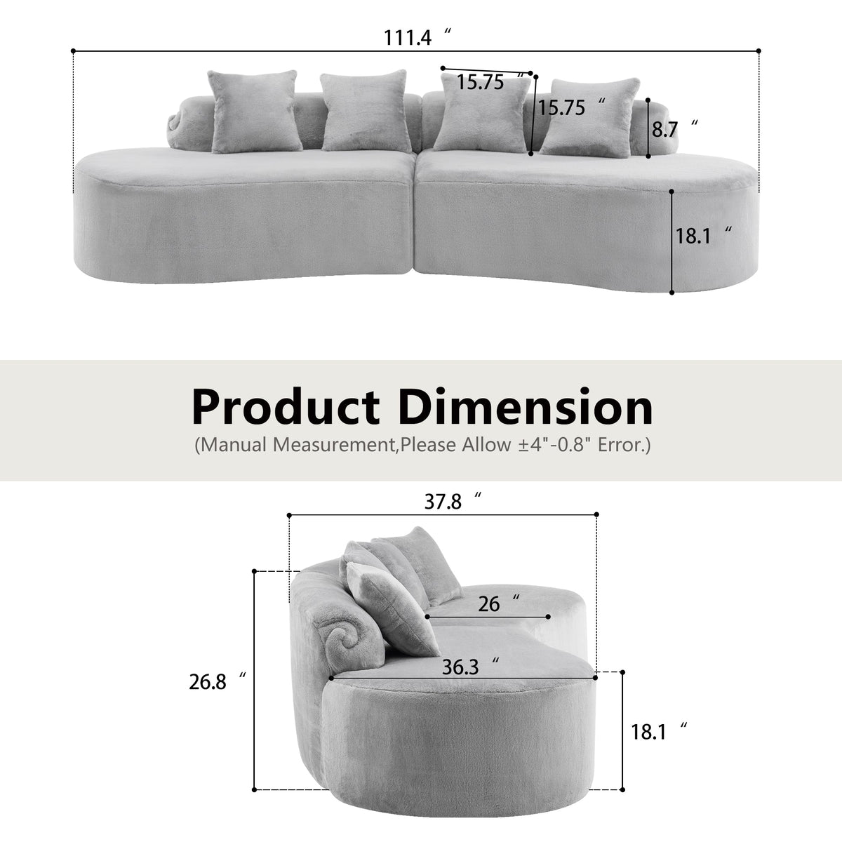 Modern and Simple Curved Flannelette Sofa