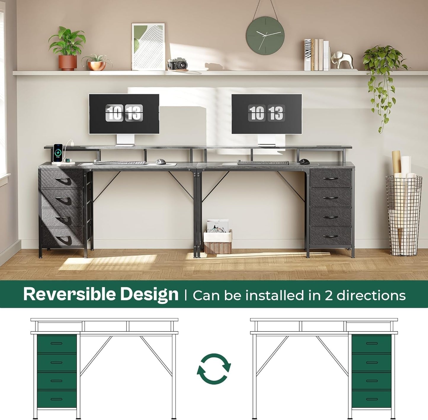 47 Inch Computer Desk With LED Lights For Home Office