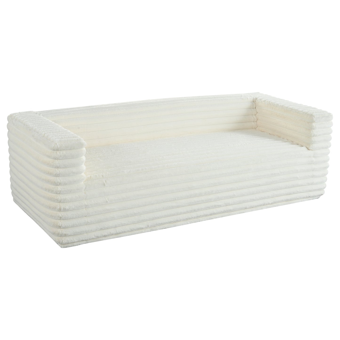 89" Modern Corduroy Couch, 3 Seats Plush Sofa with Squared Arm,Luxury Comfy Seat Super Soft Couches for Living Room,Small Space,Office,Apartment,No Assembly Required