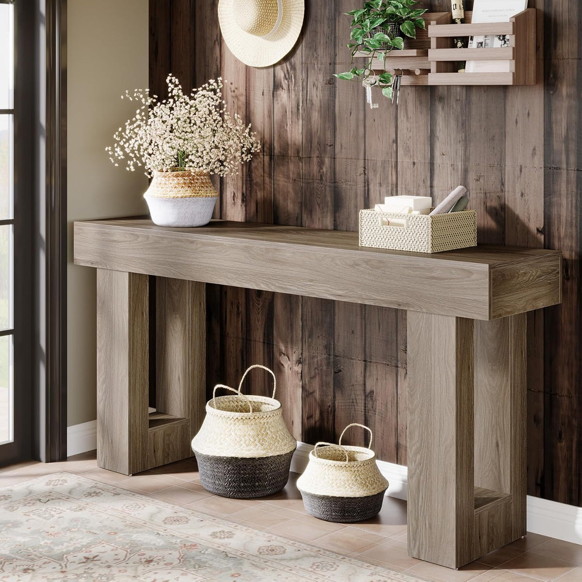 63 Inches Farmhouse Console Table