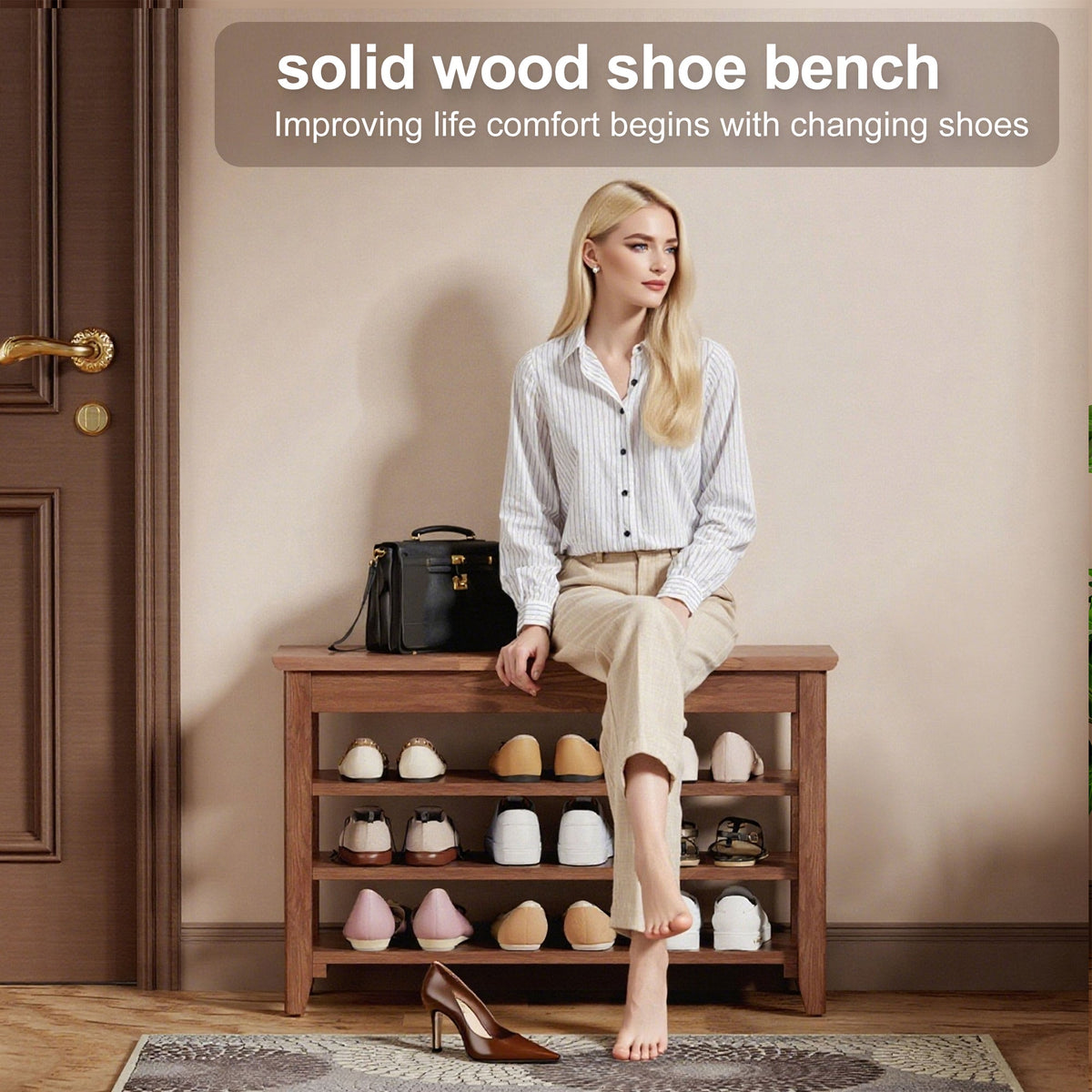 Adjustable Shoe-Changing Bench with Hidden Storage
