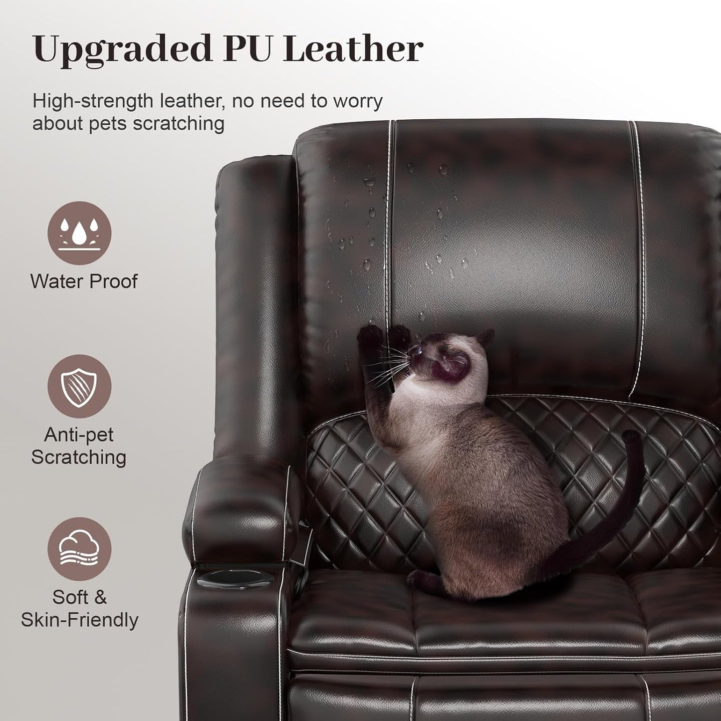 Brown Leather Reclining Loveseat Set With Console And Chairs