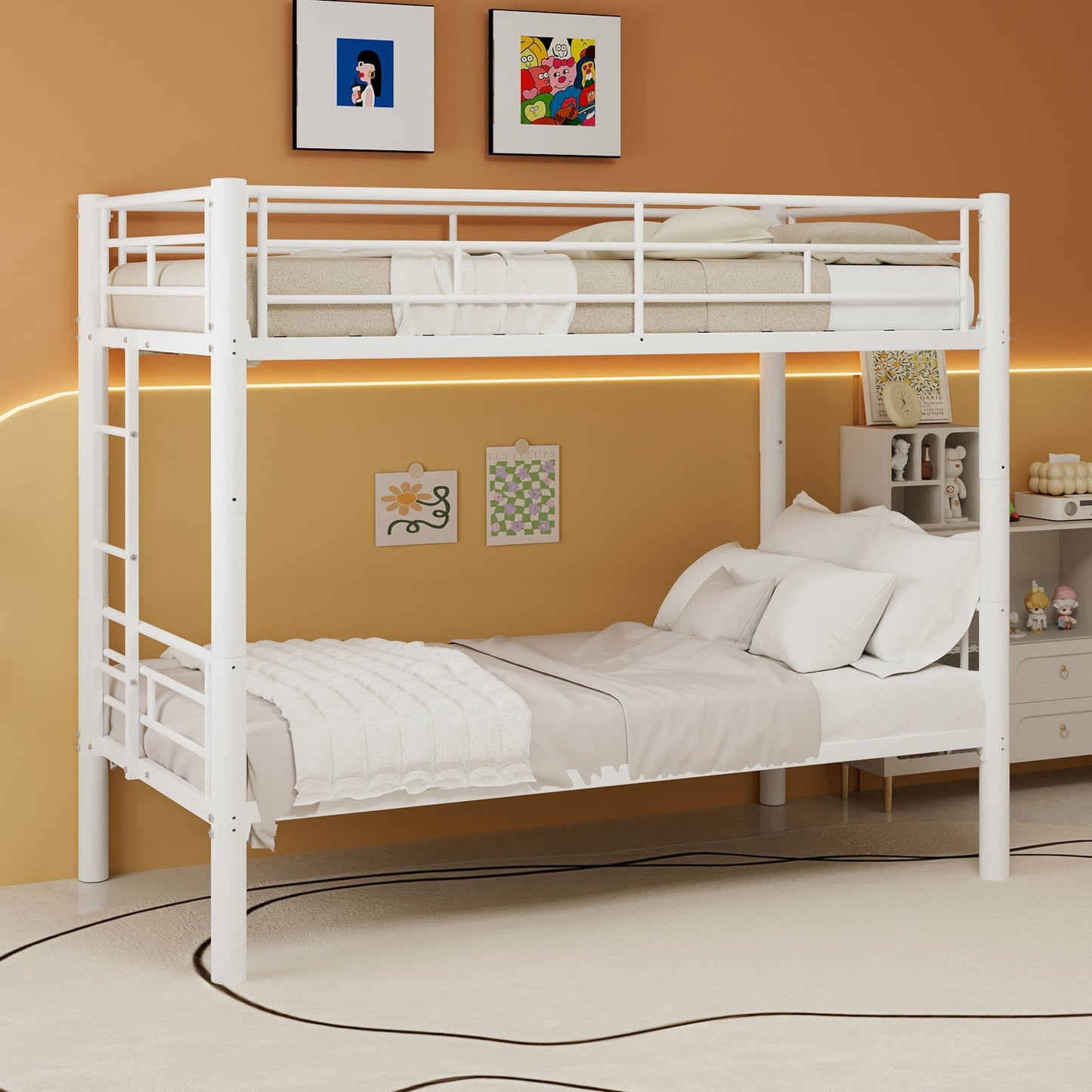 Twin Over Twin Metal Bunk Bed for Kids