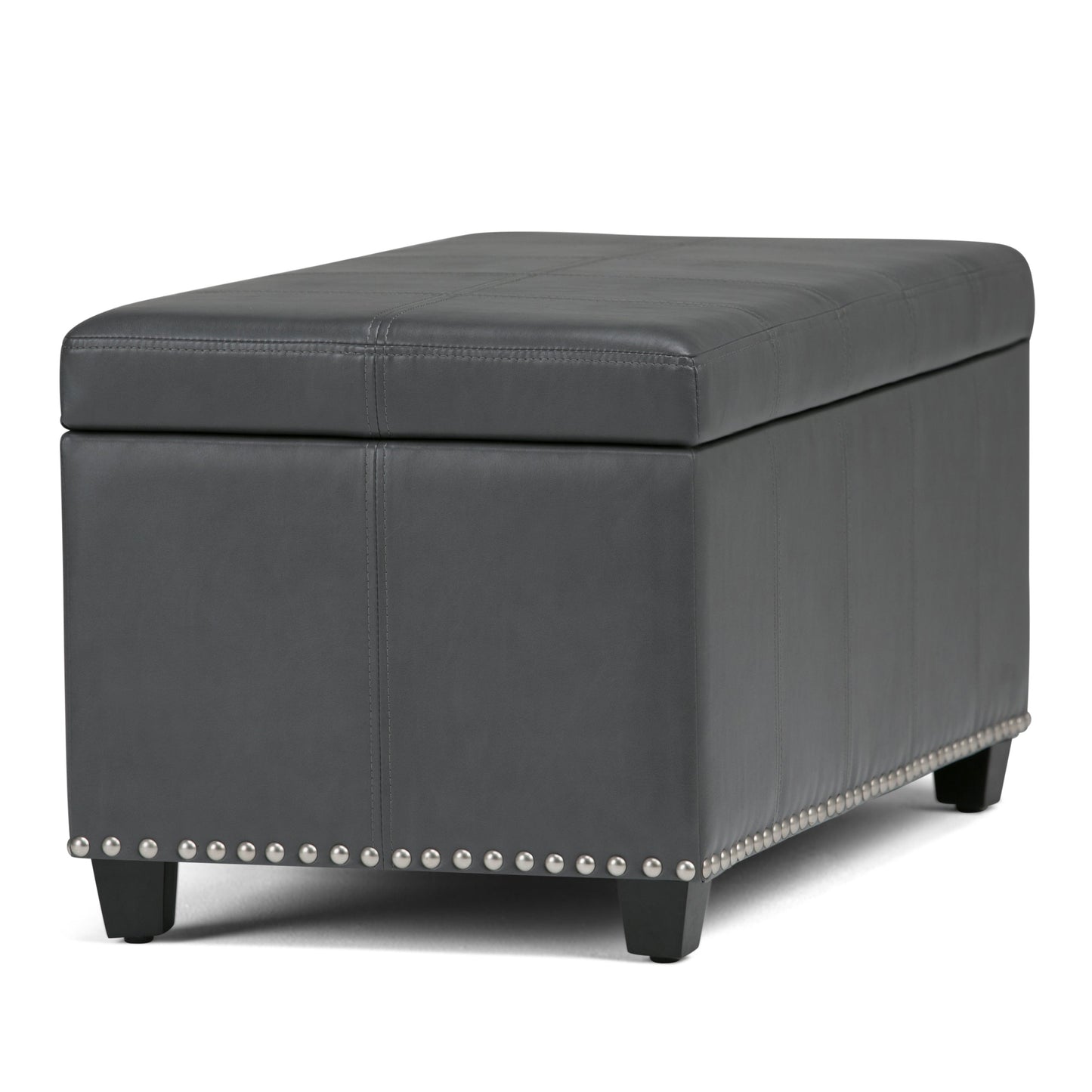 Amelia 33 Inch Wide Storage Ottoman Bench in Stone