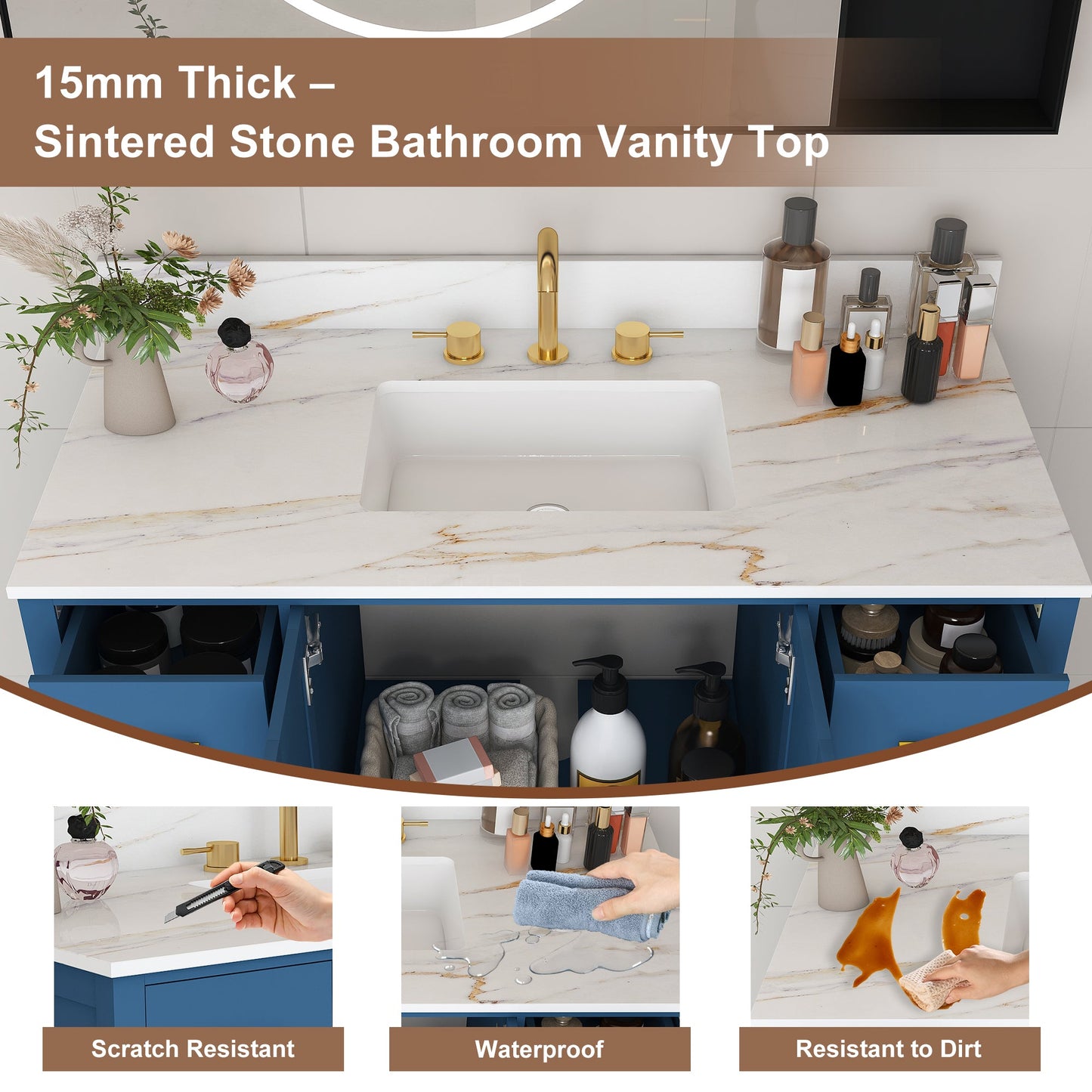 42" Modern Solid Wood Bathroom Vanity with Sink