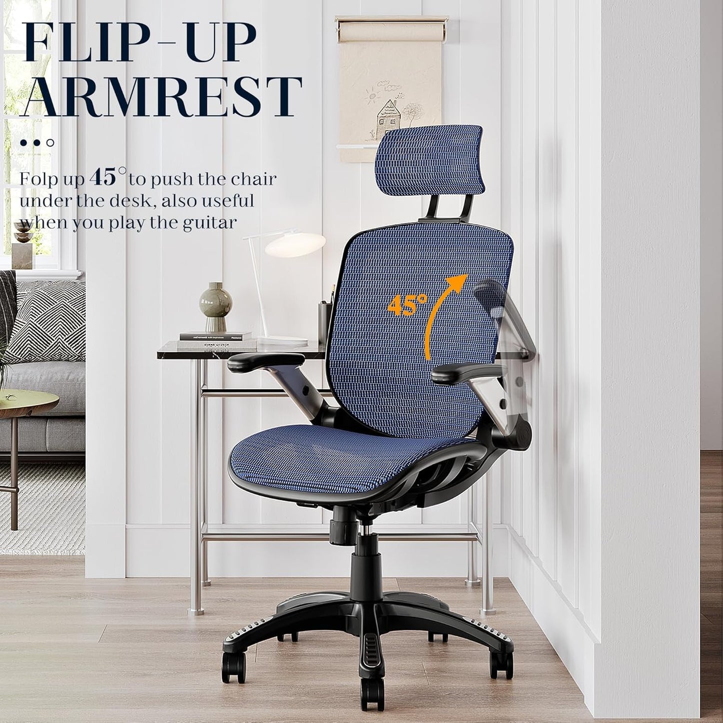Blue Ergonomic Mesh Office Chair With Lumbar Support