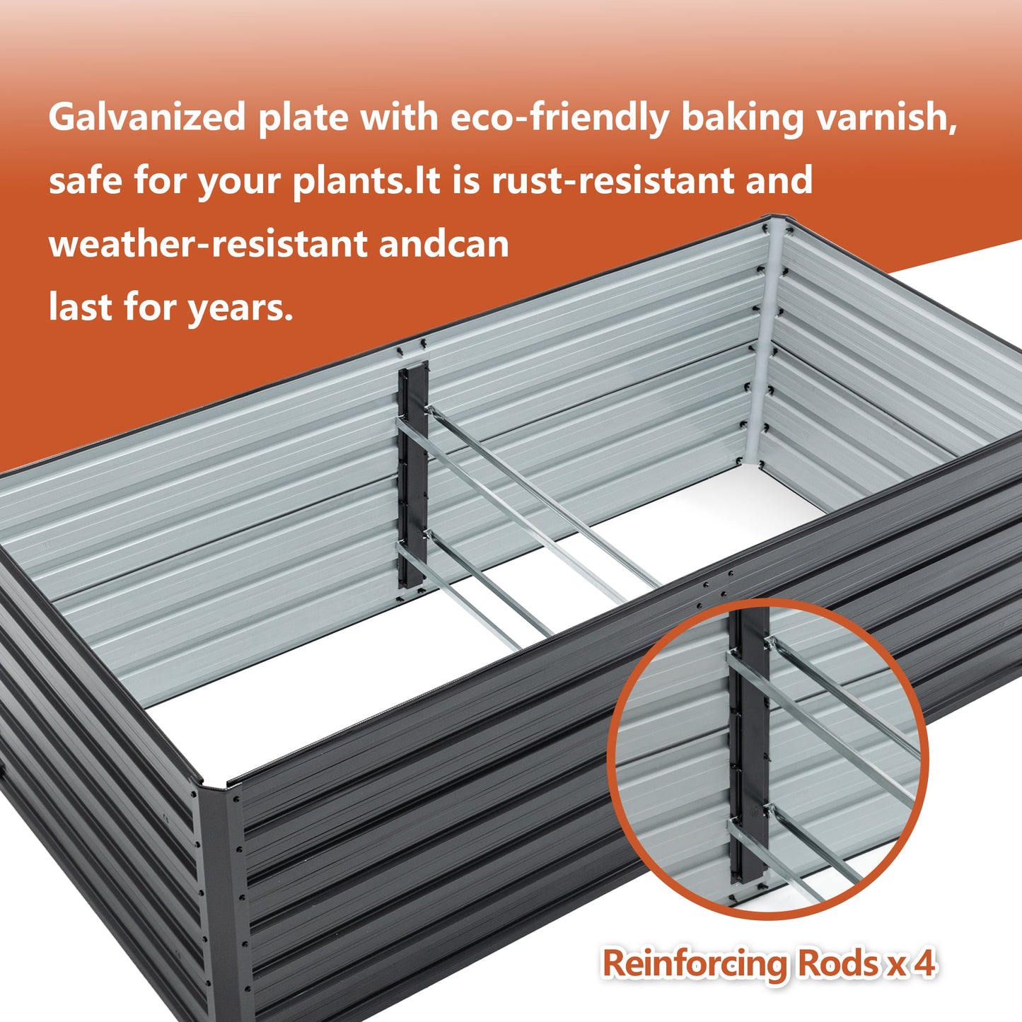 6x3x2 FT Metal Raised Garden Bed Outdoor Gardening