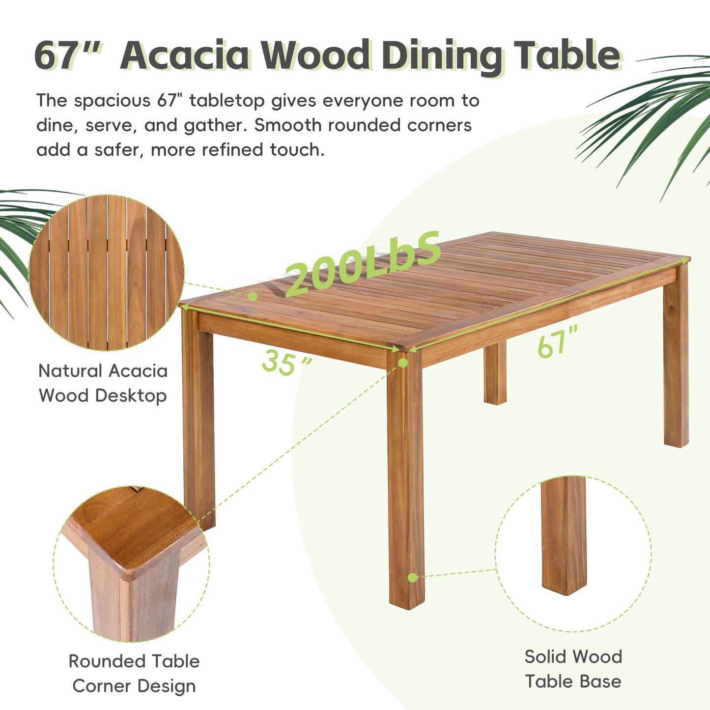TOPMAX Patio 5pcs Wooden Dining Table Set
