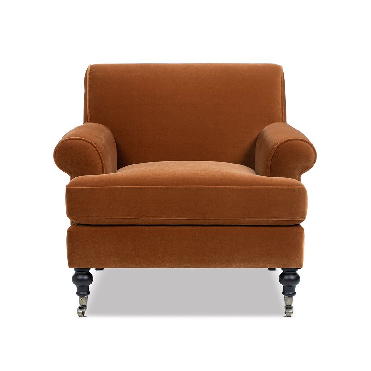 Alana 38" Lawson Accent Arm Chair with Metal Casters, Burnt