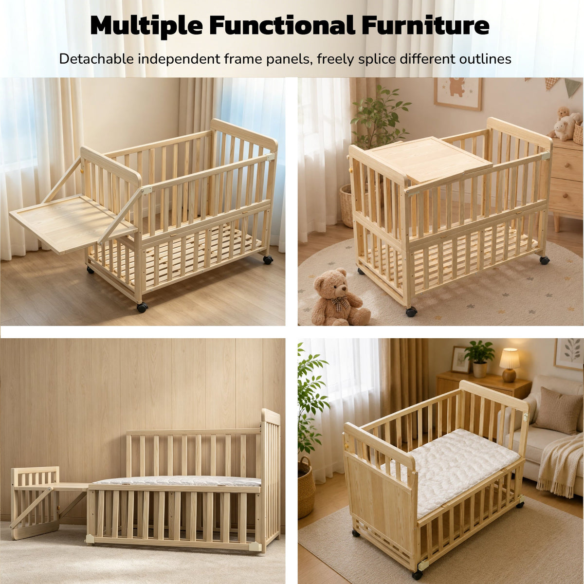 Solid Wood Baby Bassinet