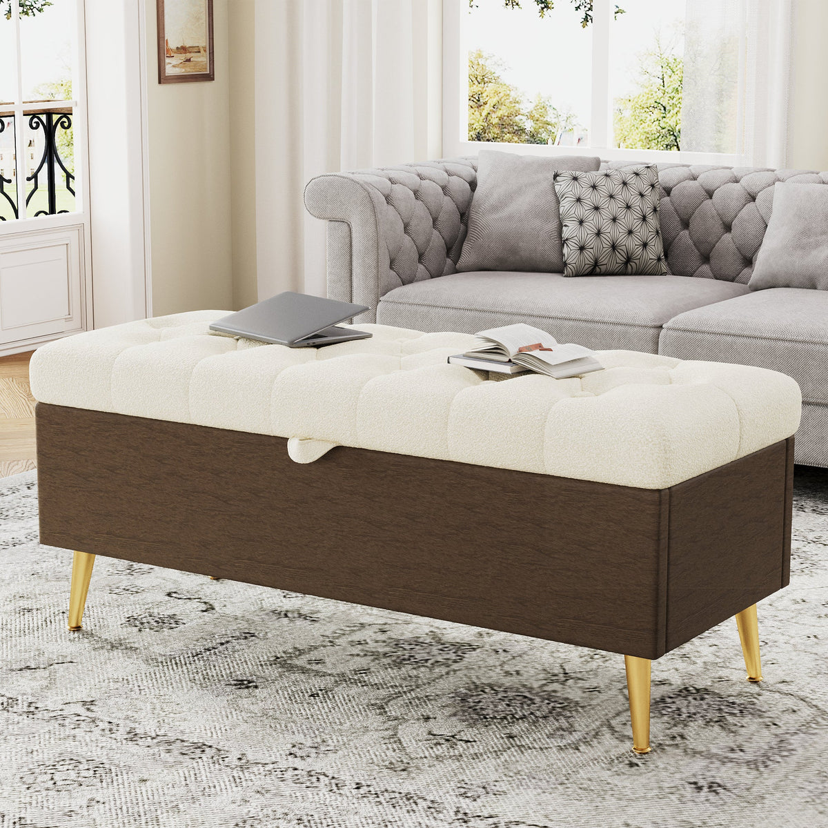 Modern Storage Ottoman Bench