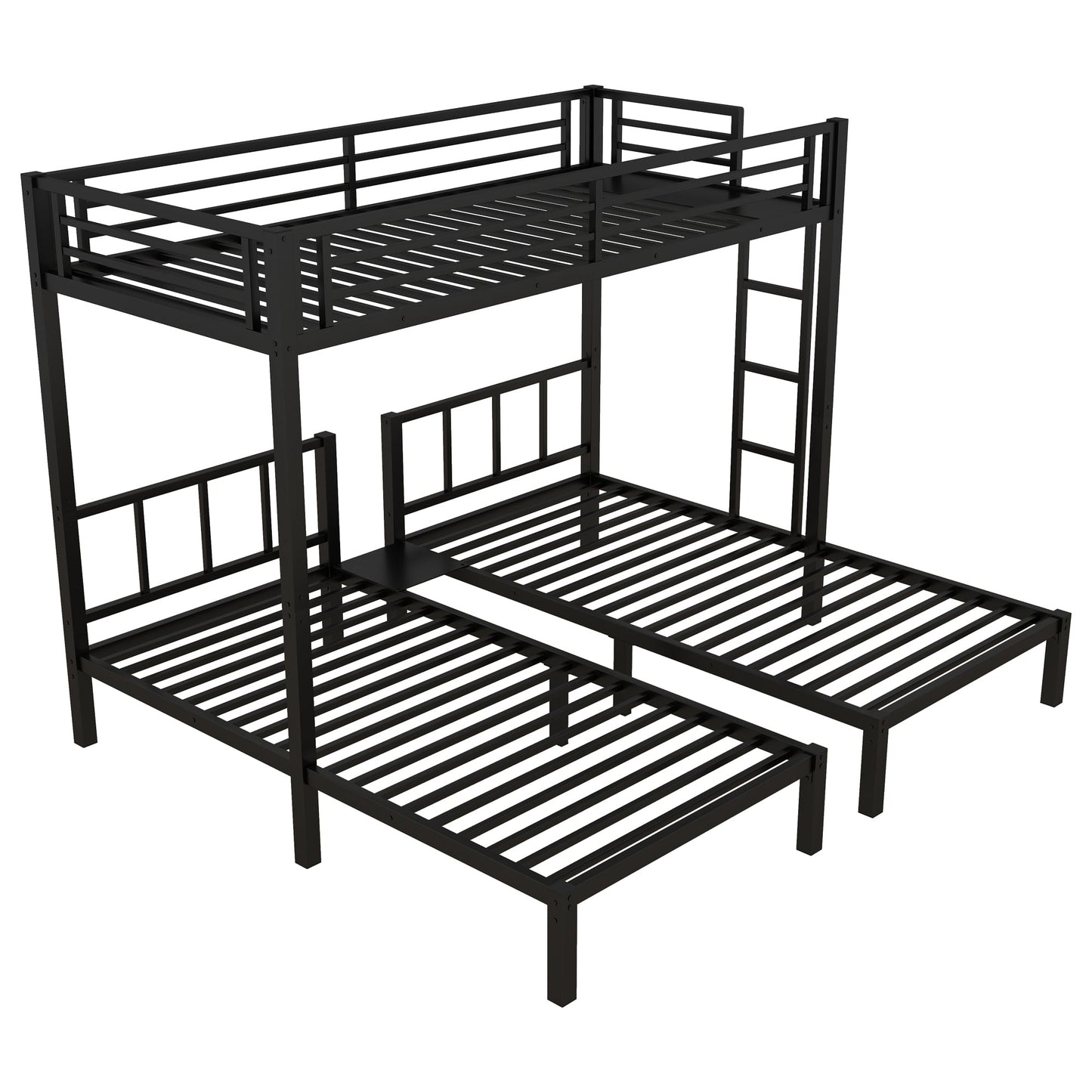 Metal Twin Over Twin & Twin Bunk Bed for 3