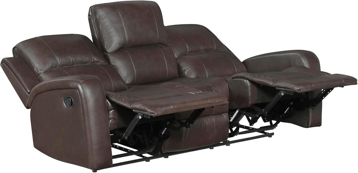 Manual Double Recliner Sofa Brown Leather Match Wall Hugger