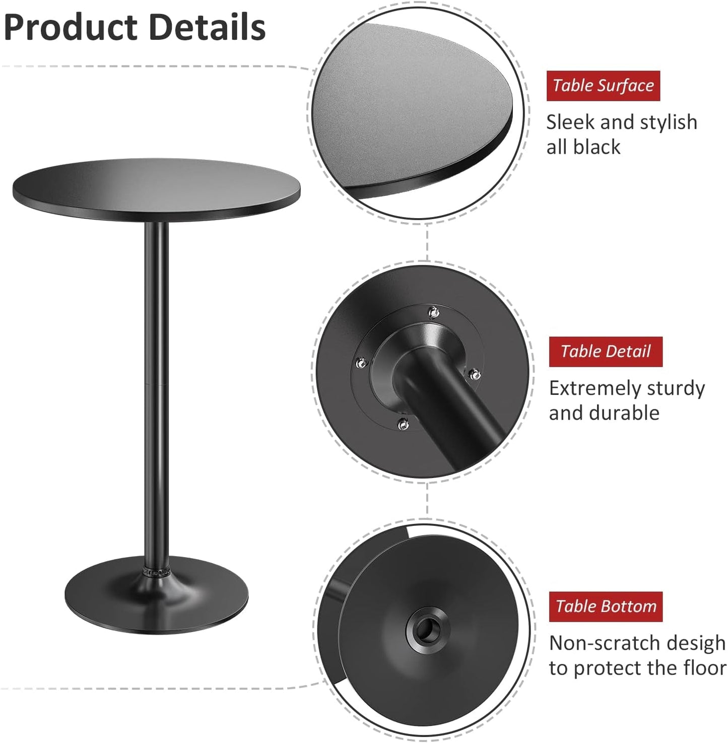 Obsidian Bar Height Pub Table With Industrial Strength