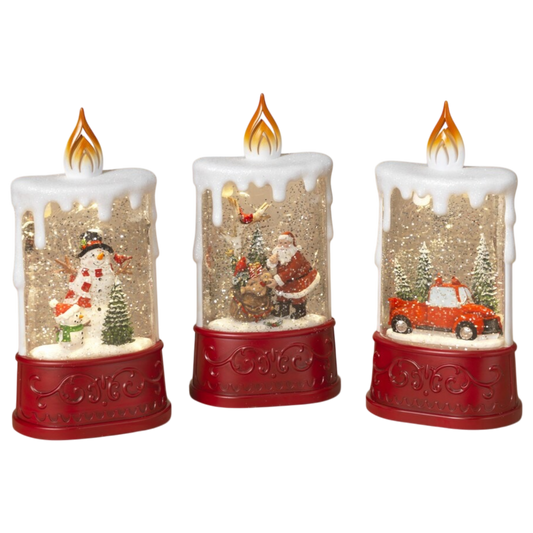 Christmas B/O Lighted Spinning Water Globe Candle