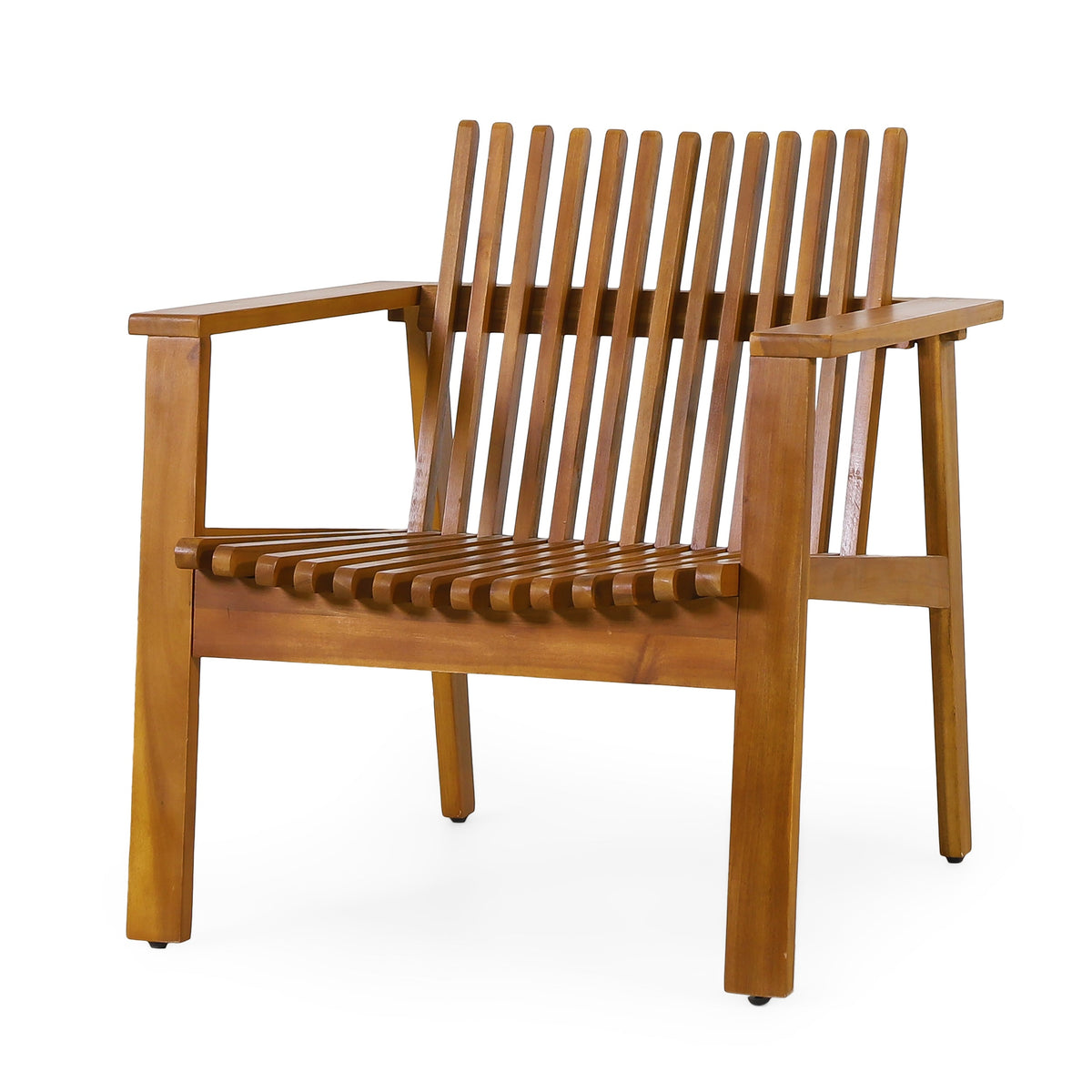 Outdoor Acacia Wood Slatted Club Chairs, Set of 2