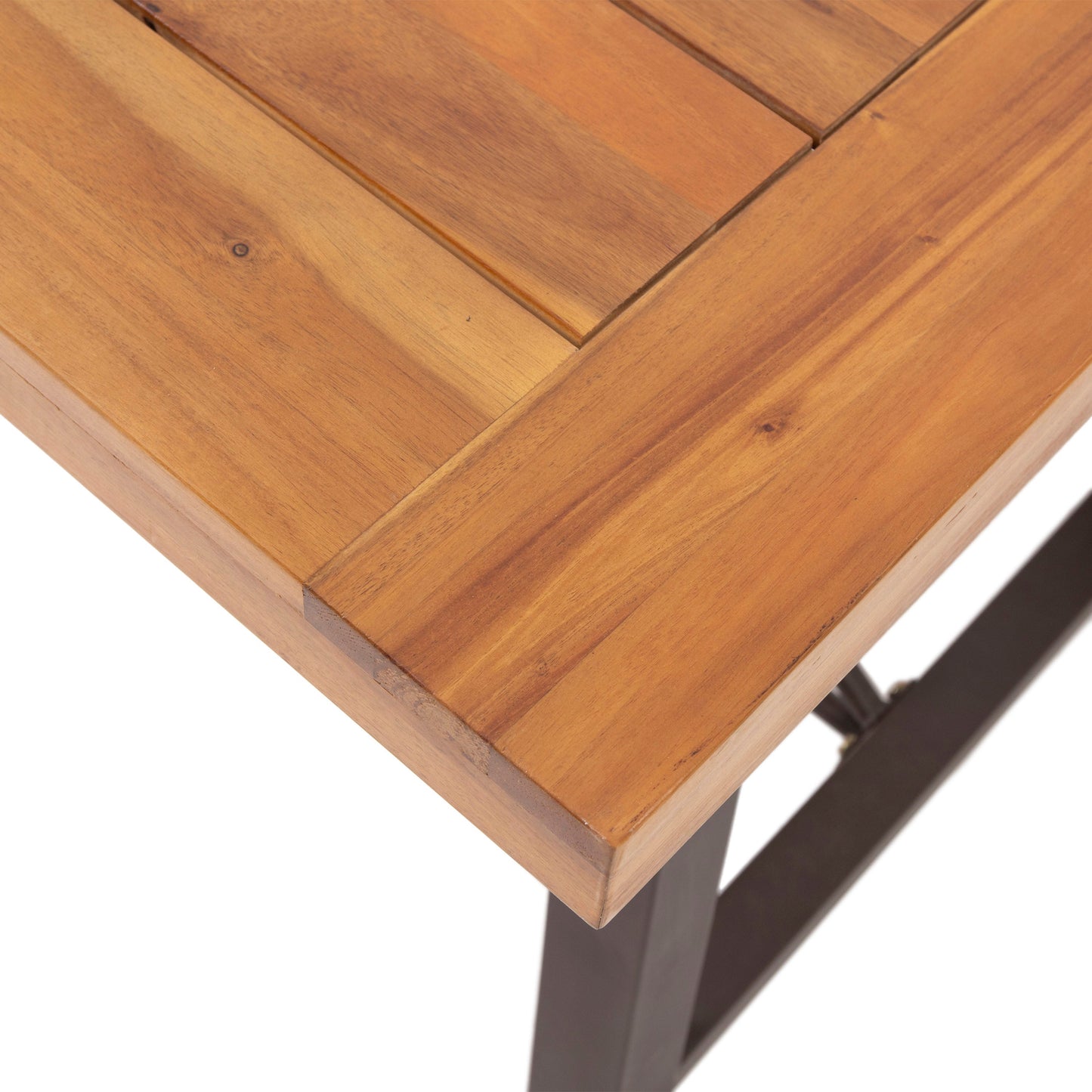Outdoor Acacia Wood Metal Base Dining Table - Teak