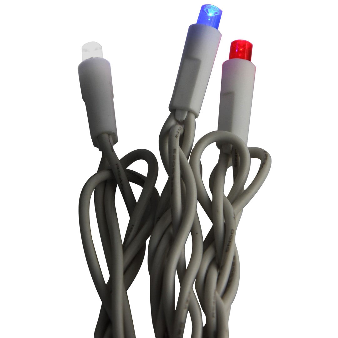 50-Light 5mm Red, White, Blue Frost LED White Wire Light Set