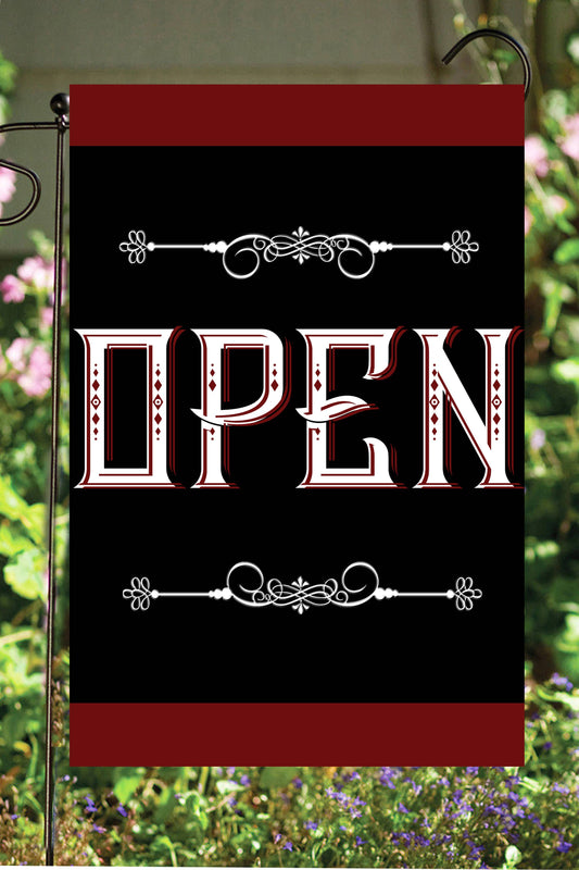 Open on Black Garden Flag