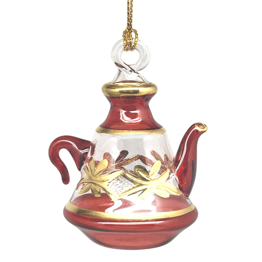 Egyptian Glass Teapot Ornaments - Christmas Red