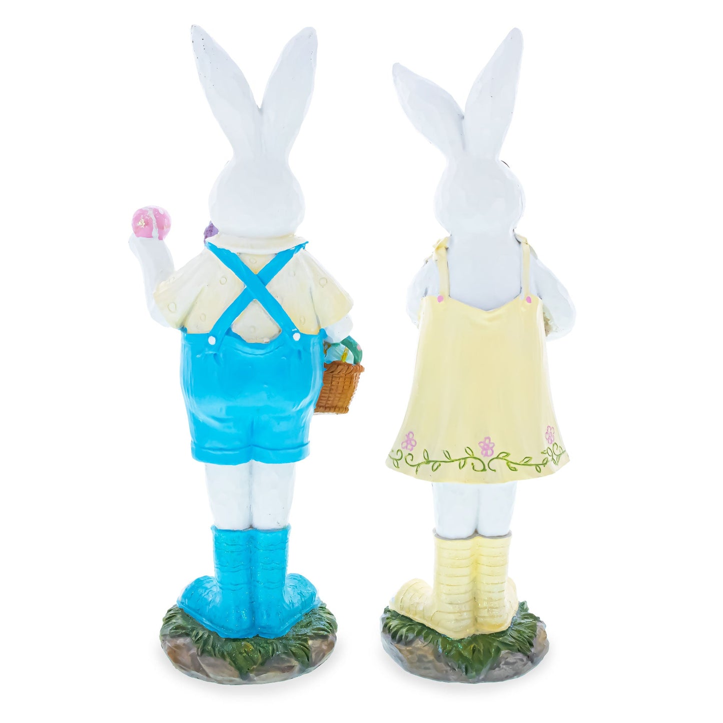 Enchanted Meadow Bunnies Hand-Painted Resin Centerpiece Figurine Set 12 Inches