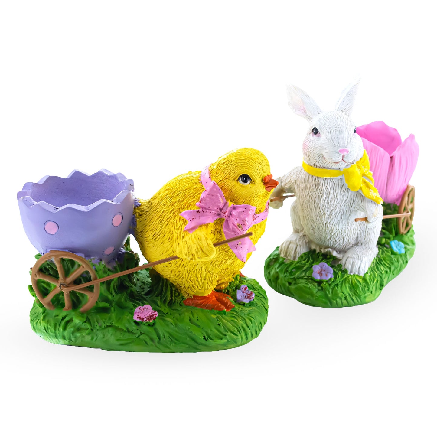 Springtime Symphony Hand-Painted Egg Holder Figurines 5 Inches
