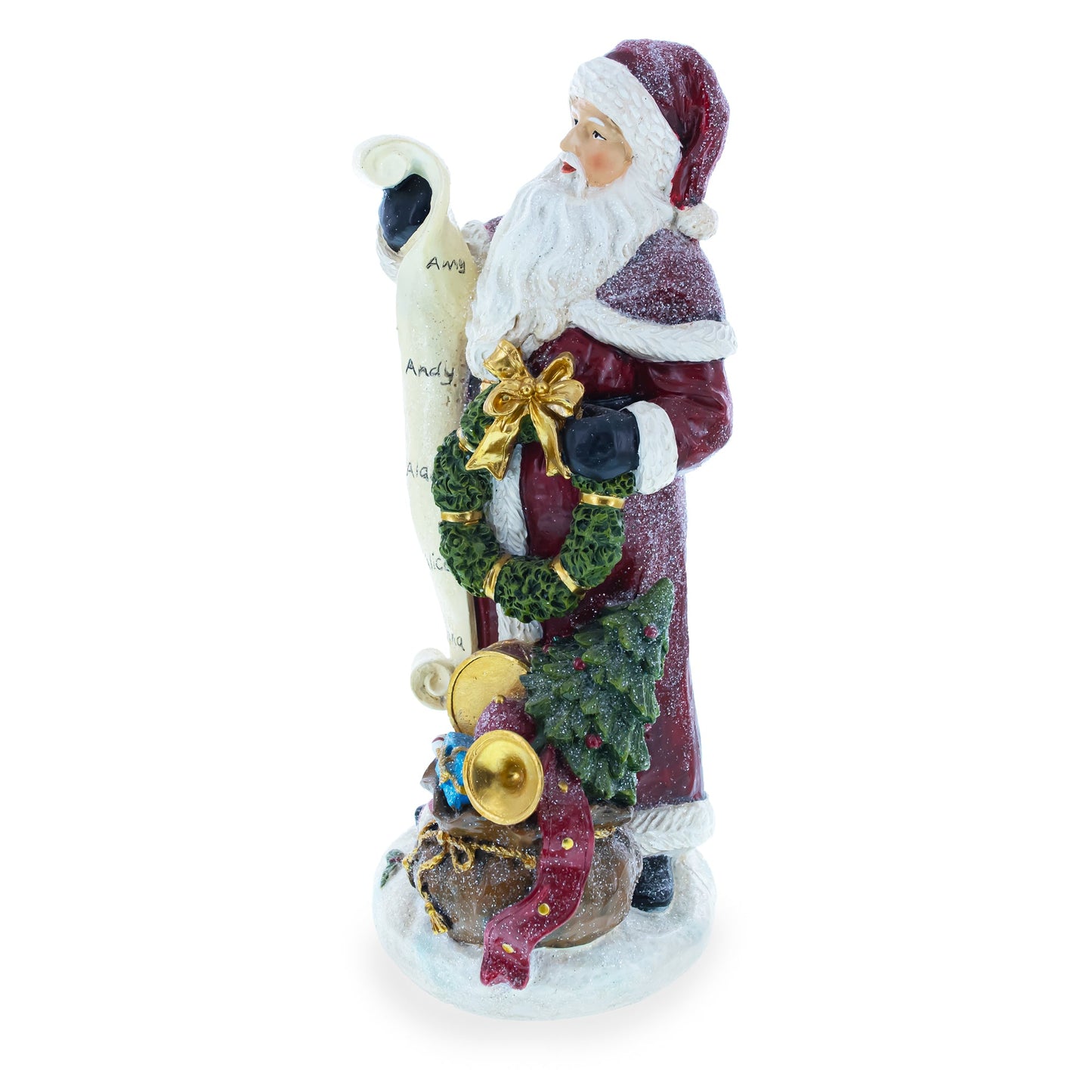 Santa Reading the Christmas Gifts List Figurine 11.5 Inches