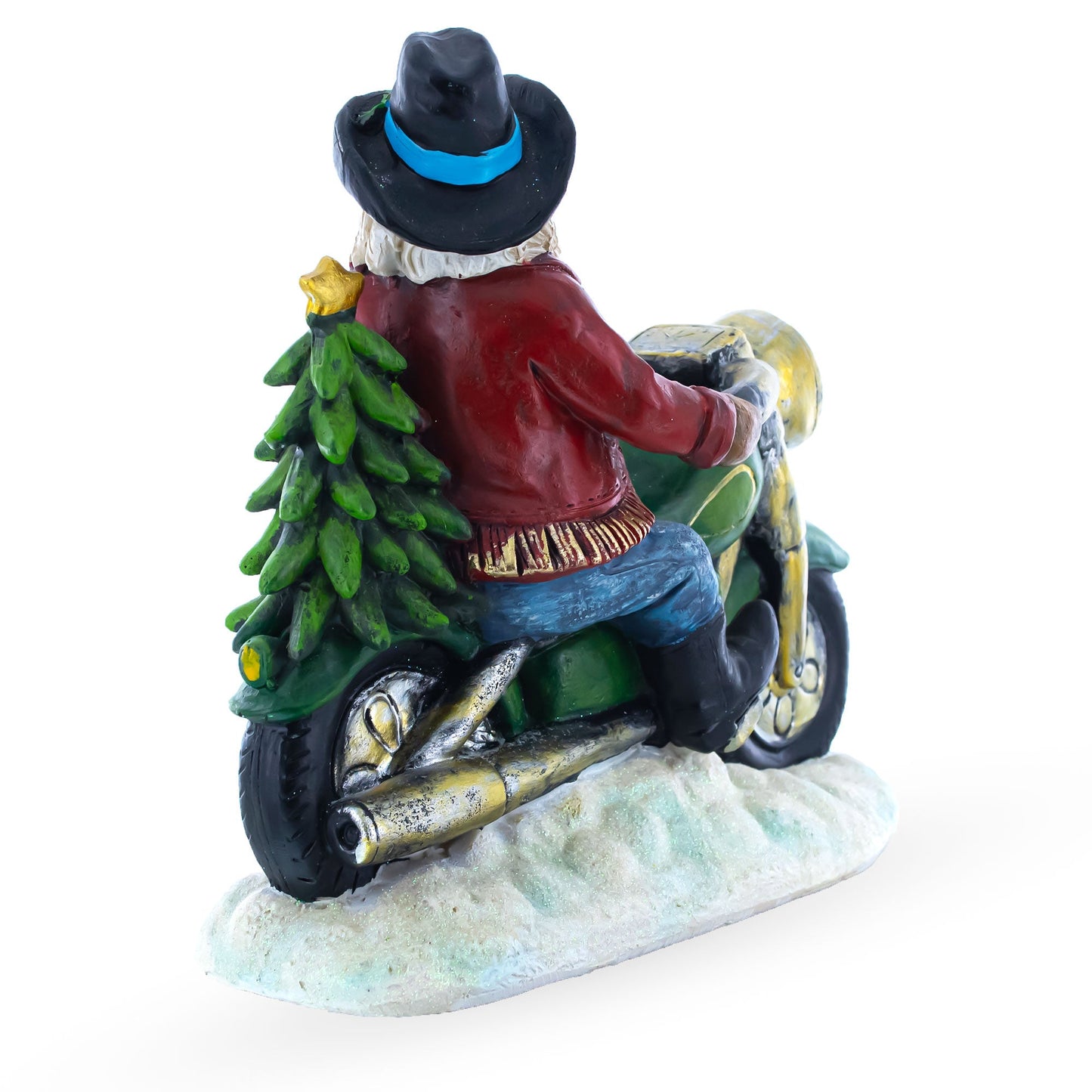 Santa the Cowboy Riding Motorcycle LED Light Figurine 8.5 Inches