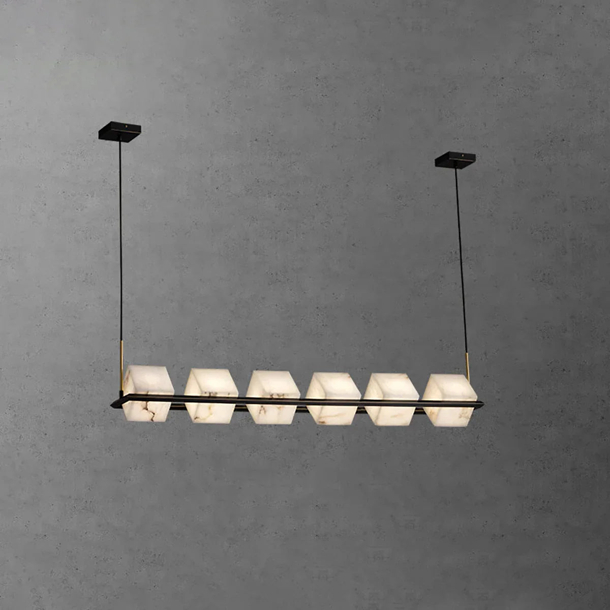 Alabaster Box Cube Linear Chandelier
