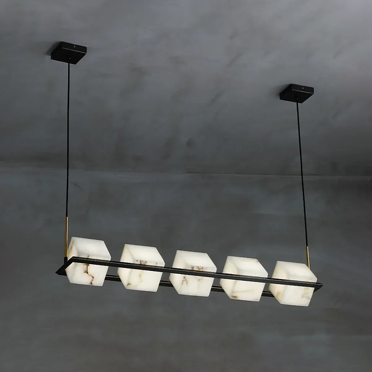 Alabaster Box Cube Linear Chandelier