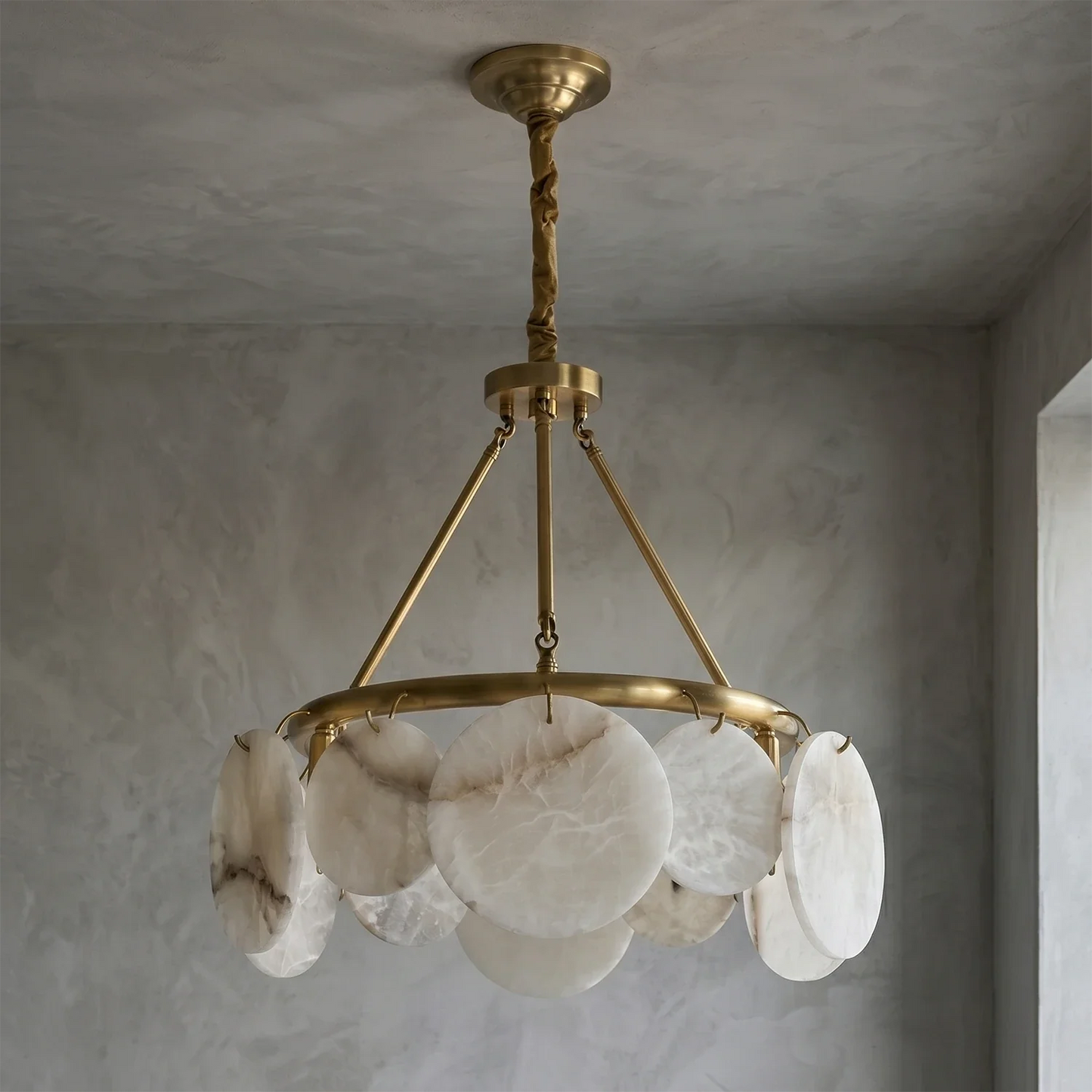 Alba Natural Alabaster Disc Chandelier