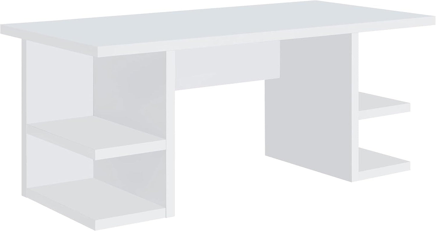 Alice 71 Inch White Modern Home Office Desk With 4 Shelves