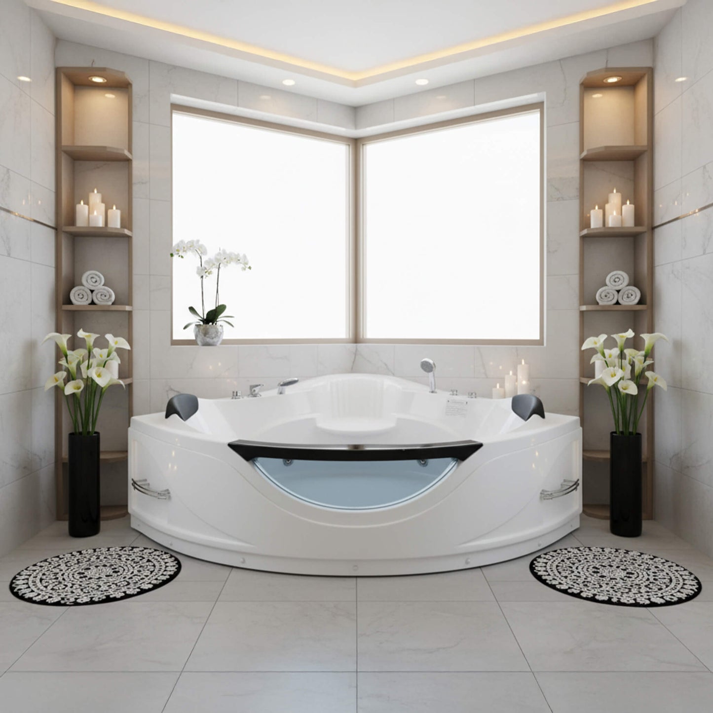 Alora 59-Inch Luxury Corner Whirlpool Jetted Bathtub (SAK23819)